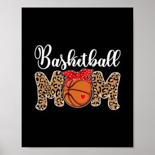 Sketll Mom Leopard Messy Bun Game Day Funny Mother Poster