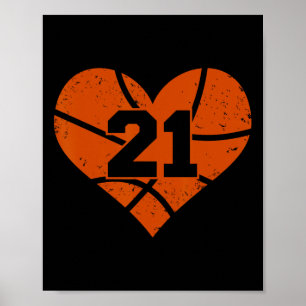 Sketll Number 21 Jersey Funny Sketll Heart Game Da Poster