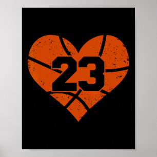 Sketll Number 23 Jersey Funny Sketll Heart Game Da Poster