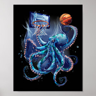 Sketll Octopus Slam Dunk Sketll Player Artwork Poster