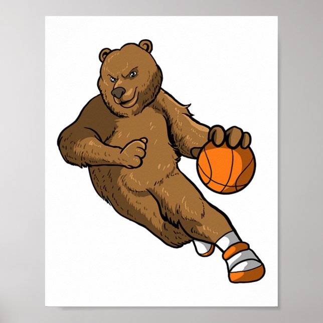 Sketll Player Bear Player Gift I Hoops Bear  Poster (Front)
