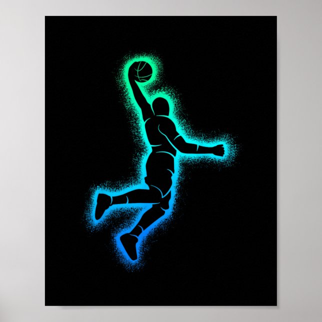 Sketll Player Dunking Men Sketll Boys  Poster (Front)