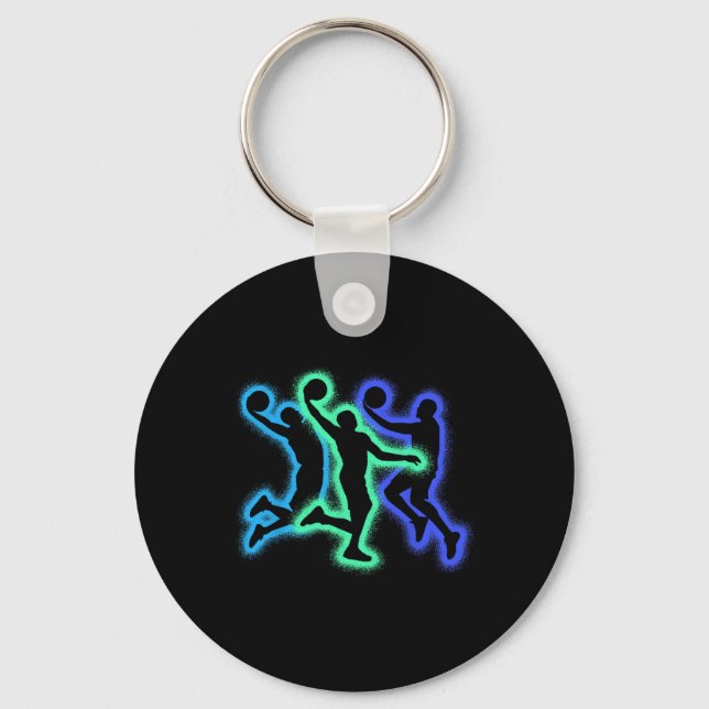 Sketll Player Dunking Silhouettes Men Sketll Boys  Key Ring (Front)