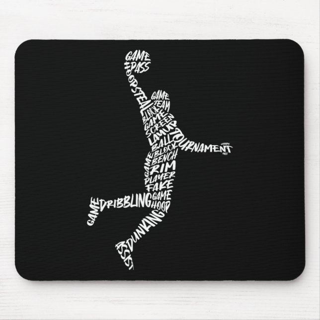 Sketll Player Dunking Typography Men Sketll Boys  Mouse Pad (Front)