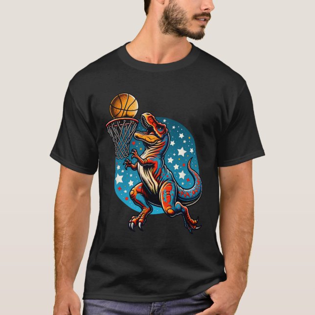 Sketll Player T-rex Dinosaur  T-Shirt (Front)