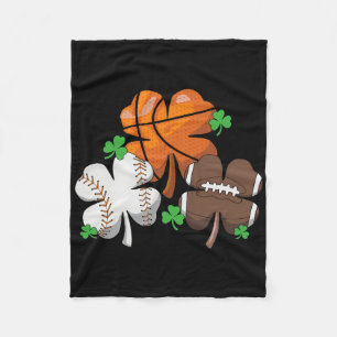 Sketll Sell Footll Shamrock Patricks Day Boys Men Fleece Blanket