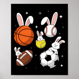 Sketll Sell Footll Soccer Sports Easter Day Bunny  Poster