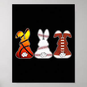 Sketll Sell Footll Sports Easter Bunny Rabbit Kids Poster