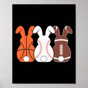 Sketll Sell Footll Sports Easter Bunny Rabbits  Poster