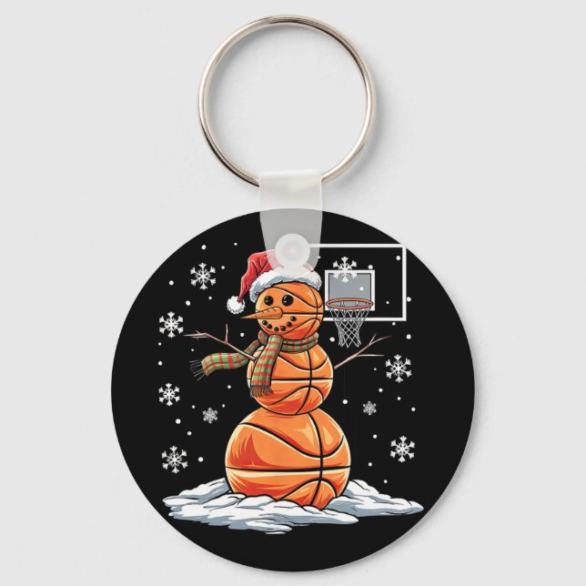 Sketll Snowman Player Santa Hat Christmas Funny  Key Ring (Front)