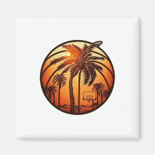 Sketll Sunset With Palm Trees And Sketll Hoop Magnet
