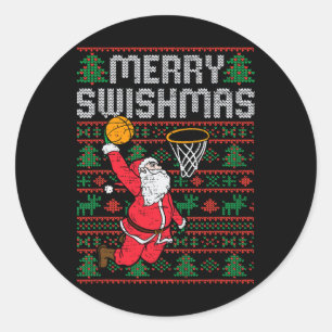 Sketll Ugly Christmas Xmas Santa Sports Men Boys K Classic Round Sticker