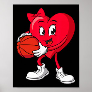 Sketll Valentine's Day Cute Red Heart Player Girls Poster