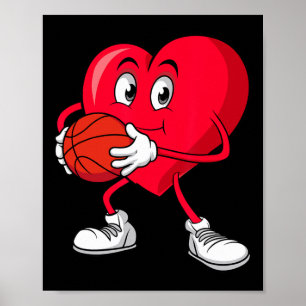 Sketll Valentine's Day Red Heart Players Boys Girl Poster