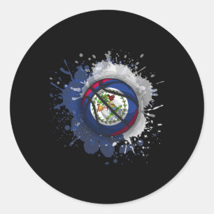 Sketll With Belize Flag Classic Round Sticker