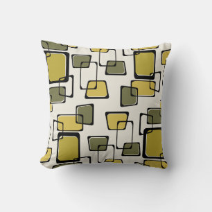 Skewed Squares Midcentury Pattern Chartreuse Cushion