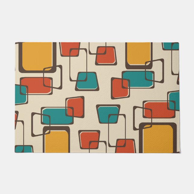 Skewed Squares Midcentury Pattern Doormat (Front)