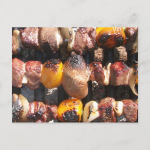 Skewered Kabobs on Grill Postcard
