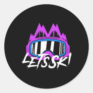Ski 80s 90s Skiing Classic Round Sticker