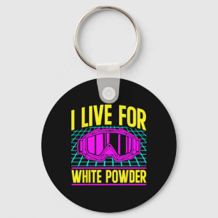 Ski 90s 80s Skiing Outfit I Live For White Powder  Key Ring