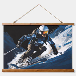 Ski Action Sport Painting Abstract Art Decor Hanging Tapestry