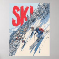 Ski Adventure on Mountain Slope