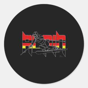 Ski Alpine Winter Sport Snow Downhill Slalom Germa Classic Round Sticker