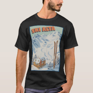 Ski Alta Utah Vintage Ski Travel Poster T-Shirt