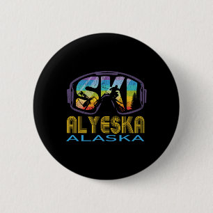 Ski Alyeska Alaska Skiing Vacation 6 Cm Round Badge