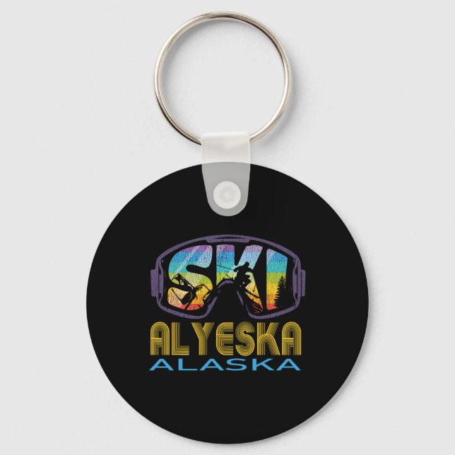 Ski Alyeska Alaska Skiing Vacation  Key Ring (Front)