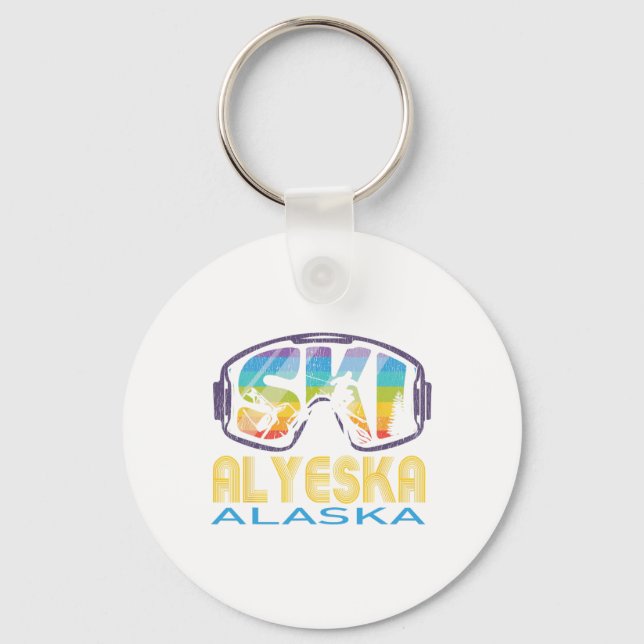 Ski Alyeska Alaska Skiing Vacation  Key Ring (Front)