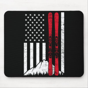 Ski american flag skiing patriotic skier 4th of mouse pad