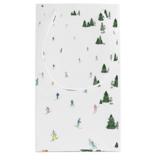 Ski and Snowboard watercolor print gift bag winter