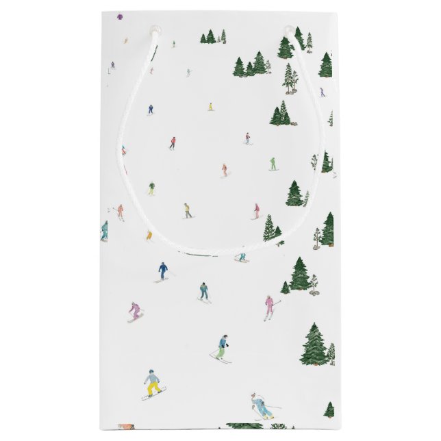 Ski and Snowboard watercolor print gift bag winter (Back)