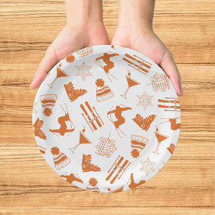 Ski Après Winter Bachelorette Party Orange Paper Plate