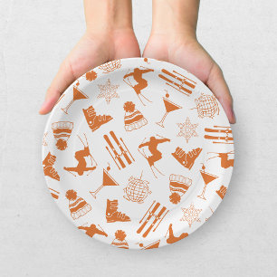 Ski Après Winter Bachelorette Party Orange Paper Plate
