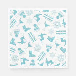 Ski Après Winter Bachelorette Party Turquoise Napkin