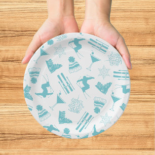 Ski Après Winter Bachelorette Party Turquoise Paper Plate