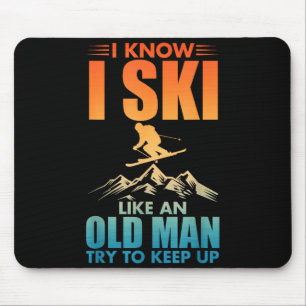 Ski art for grandpa men skiing nordic skier skiing mouse pad