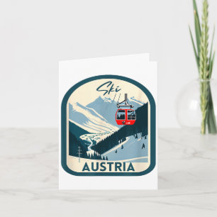 Ski austria retro vintage style austrian skiing card