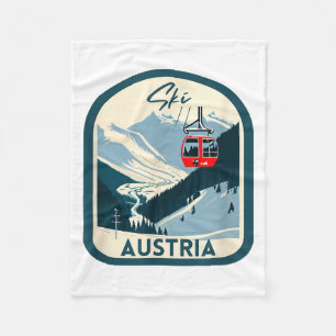 Ski austria retro vintage style austrian skiing fleece blanket