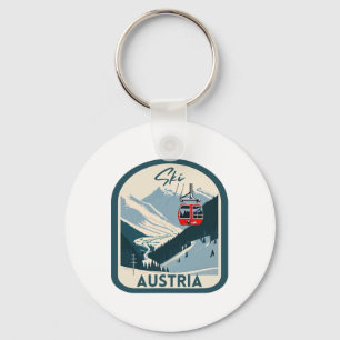 Ski Austria Retro Vintage Style Austrian Skiing Key Ring