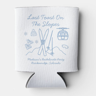 Ski Bachelorette Last Toast Blue Bachelorette Can Cooler