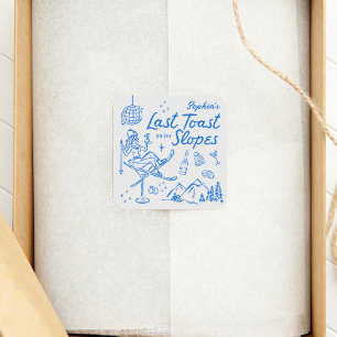 Ski Bachelorette Last Toast on the Slopes Square Sticker