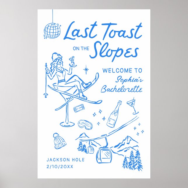 Ski Bachelorette Party Aprés Ski Welcome Poster (Front)