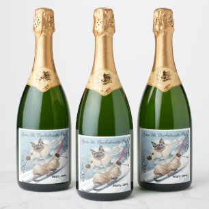 Ski Bachelorette Party Bride on the Slope Sparkling Wine Label