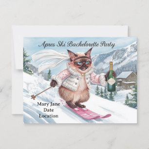 Ski Bachelorette Party for cat lovers Postcard