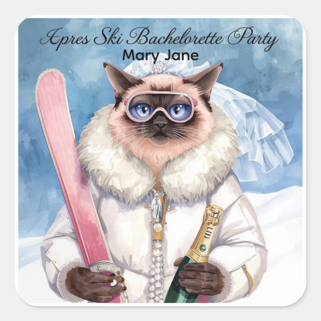 Ski Bachelorette Party Sticker  Bride on the Slope (Front)