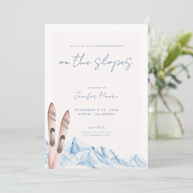 Ski Bachelorette Party Weekend Invitation (Standing Front)