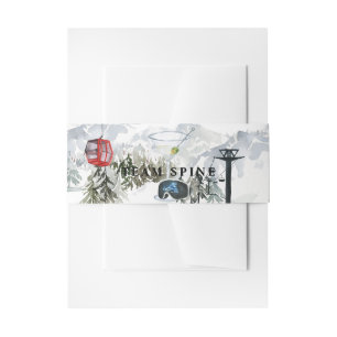 Ski Bachelorette Watercolor Gondola & Cabin Invitation Belly Band
